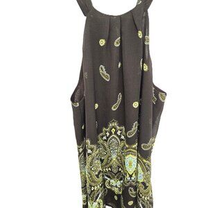 Apt 9 Top Tunic Green Brown Sequins Flowy Lined Size XL